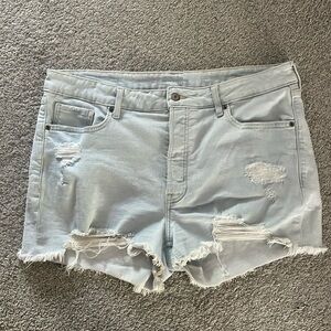 OG Straight Secret Smooth Pocket High Rise Denim Shorts High Waist Light Wash